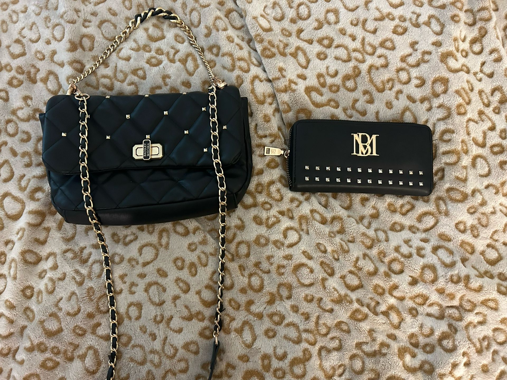 Badgley Mischka Medium Diamond Quilt Flap Crossbody Bag With matching wallet