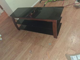 TV Stand with Black Glass Shelves