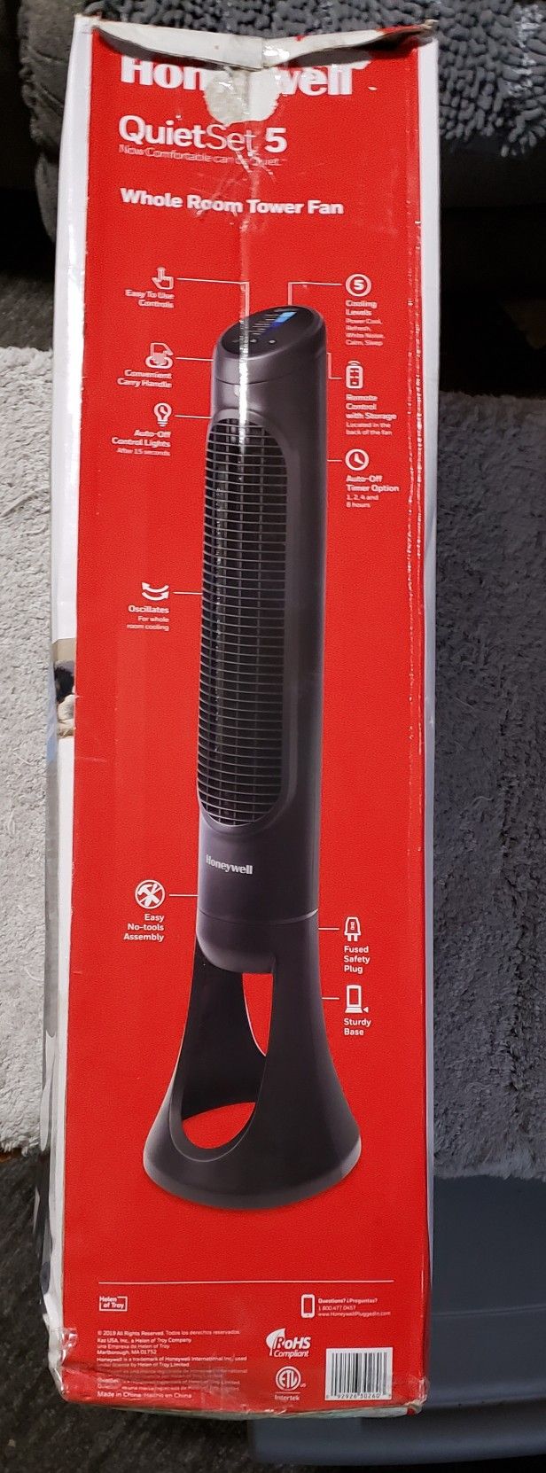 Fan"5 Speed Oscillating" Honeywell Quiet Set Tower