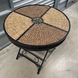 Indoor/outdoor Fold Up Cafe Table.   29 In Ht X 29in Diameter 