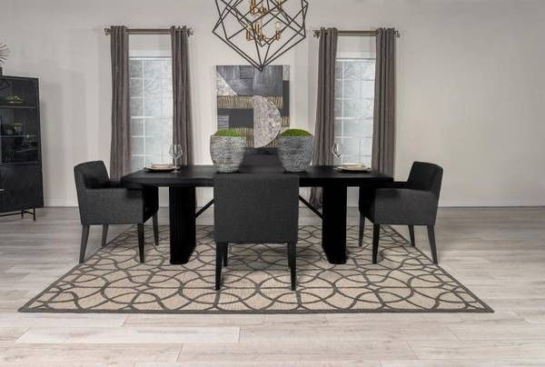 **SALE** Dining Room Set with Double Pedestal Legs and Cushioned Wrapped Chairs