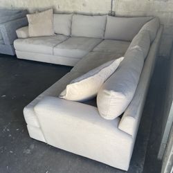 Beige Oversized Xl  L-Sectional Sofa Couch 