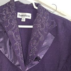 Dorby Womens 2 piece Paisley Purple Dress & Jacket Set Size 18 