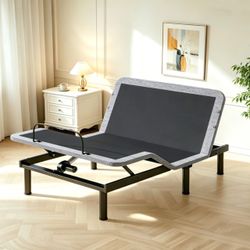 Queen Adjustable Bed Frame with Massage, Electric Bed Base with Wireless Remote, Head/Foot Incline, Zero Gravity, Anti-Snore, USB Ports, LED Light, Ea