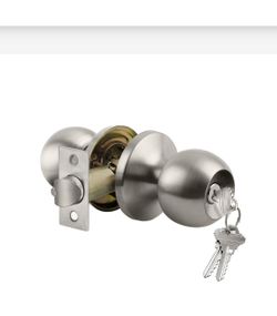 8 BESTTEN Keyed Entry Door Knobs with Different Keys and Locks, Heavy-Duty Interior and Exterior Door Locks, Standard Ball Style, Satin Nickel Finish.