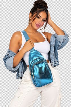 Metallic Blue Sling Bag Crossbody Pack