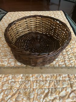 Wicker, Rattan, Round Basket, Easter, For Buns, Plant Base, Fall Decor’,  Two Tone, Sturdy 