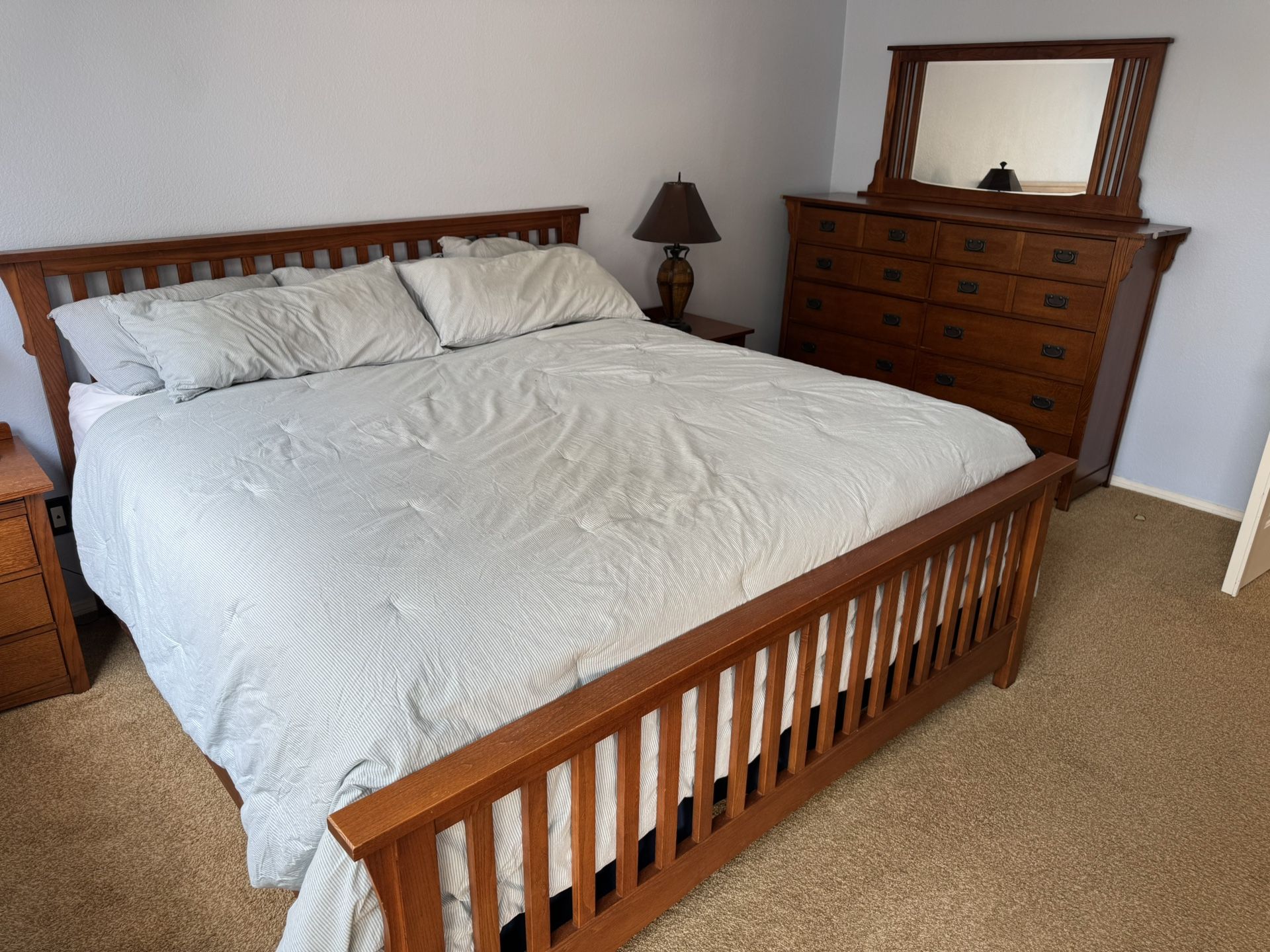 Bed (King) and Dresser with Mirror