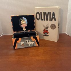 vintage 2003 Schylling Olivia the Pig Circus Ballerina musical jewelry box. 6“ X 3“ X 4“ K16 With Book