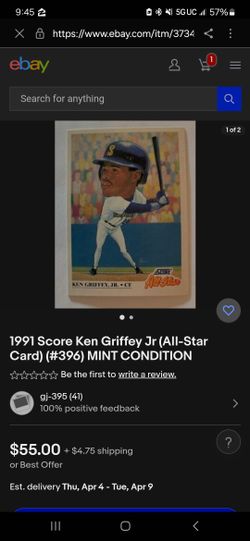 1990 Ken Griffey Jr 396 Score Card