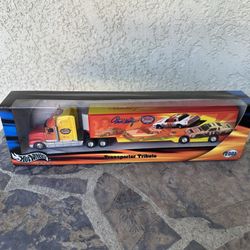 2001 Hotwheels Racing Transporter Tribute Darrell Waltrip Semi Truck & Trailer