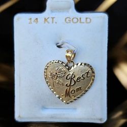 Best-Mom 14kt Yellow Gold Heart Pendant