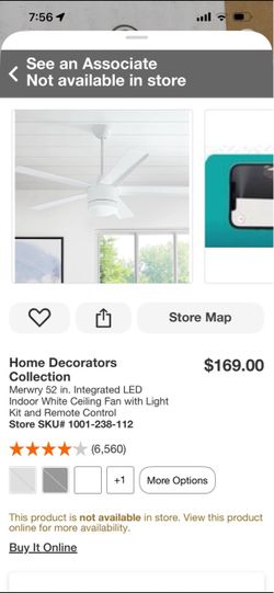 Home Decorators Collection Merwry 52" White Ceiling Fan