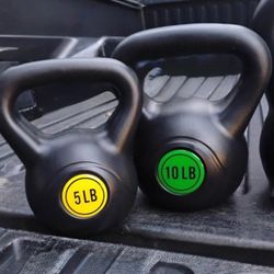 PAIR OF :  5  & 10 LB.  KETTLEBELLS    •   Heavier Your Kettlebells Are Also Available