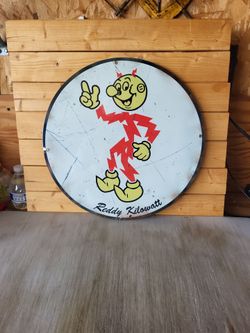 Reddy Kilowatt Vintage Round Metal Sign 14"