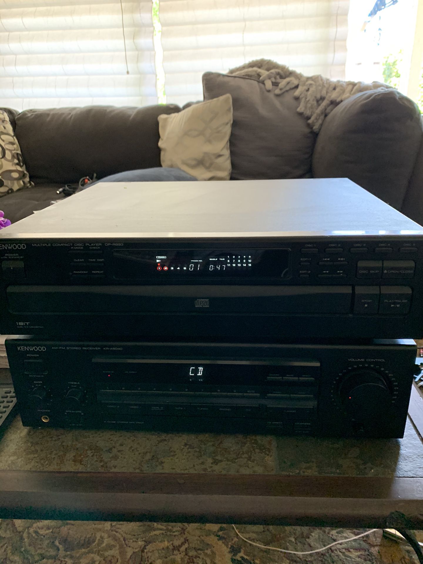 Akai HX-1 Stereo Cassette Deck /Kenwood Compact Disc Player/ Stereo Receiver And Two Bose Speaker