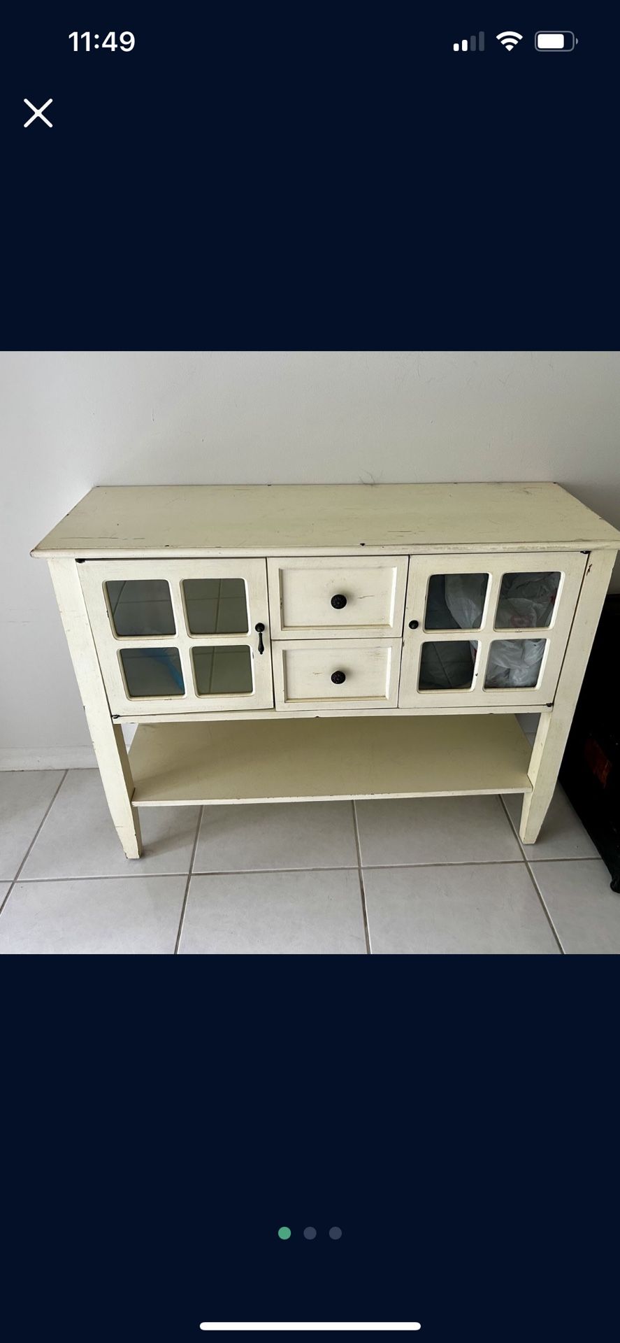 Wood Console Table With Drawers And Cabinets