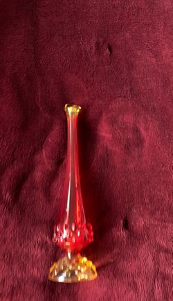 Vintage Fenton art glass red orange yellow hobnail