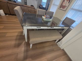 Dining table with bench
