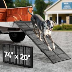 New Other Pawaboo 74'' L x 20'' W Lightweight Extra Wide Dog Ramp With Non-Slip Mesh, Up to 400LBS, For Vehicle’s, Beds or Stairs