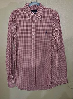 Ralph Lauren Polo Men's Red White Check Button Down Shirt Size L