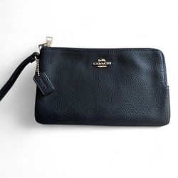 Coach black leather wristlet