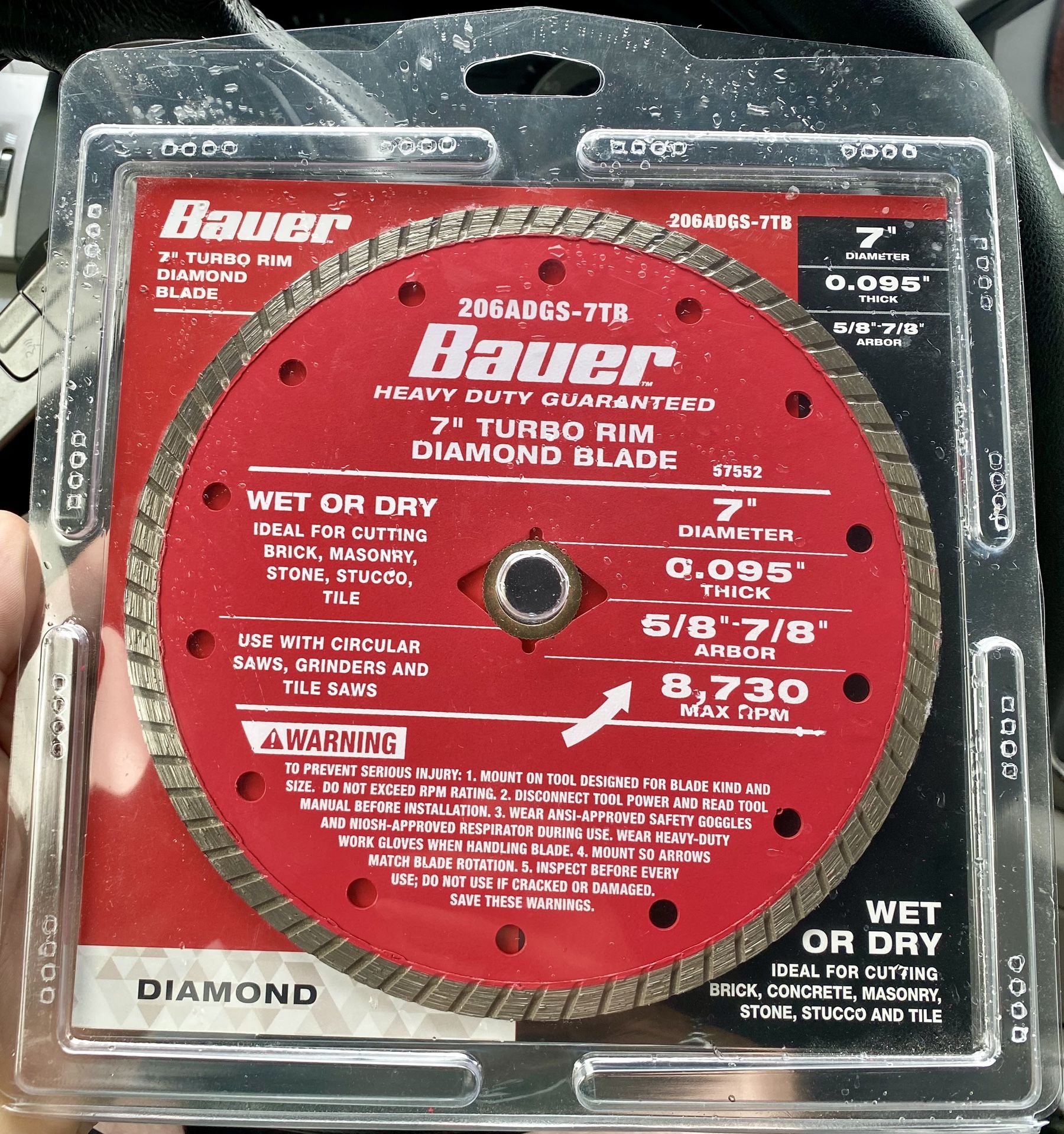 Bauer Heavy Duty Diamond Blade 7” New