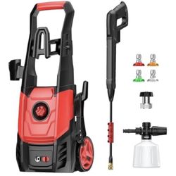 Electric Pressure Washer with Foam Cannon & 4 Quick Connect Nozzles