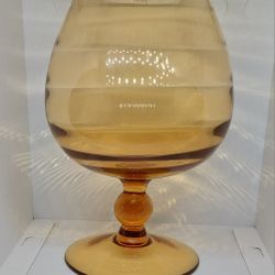 Vintage Italian Empoli Ripple Optic Glass Snifter