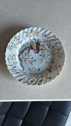 Antique  Bone China Cheese Plate Gold Edge