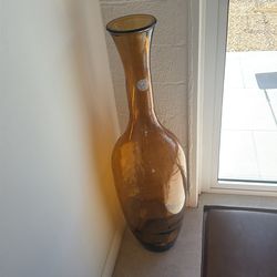 Amber glass vase made in Spain