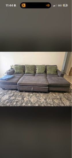 Gray Sectional Sofa with Storage Chaise