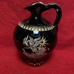 5.5 Inch 24k Black & Gold Handmade In Greece Imported From Greece Greek Ceramic Vase 