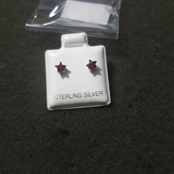 Sterling Silver Garnet Earrings 4mm