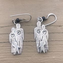 Nice Vintage Native Made In Mexico Sterling  Silver  .925 Pierced Earrings 
