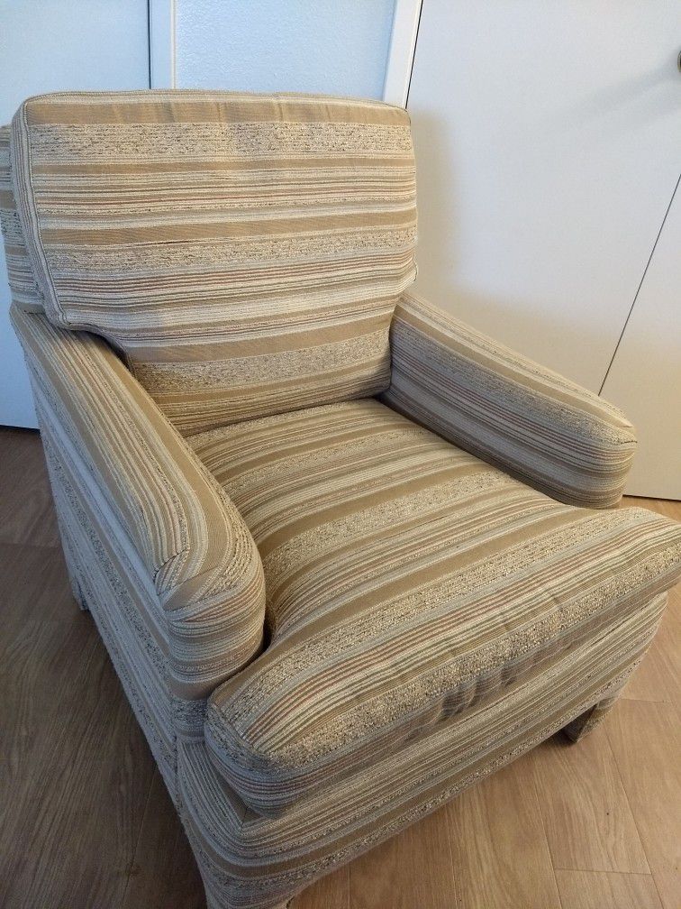 2 Gently Used Fabric Chairs W/Footrest 