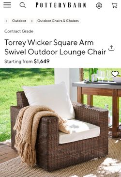 Pottery Barn Torrey Wicker Square Arm Swivel Outdoor / indoor Lounge Chair