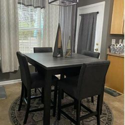 Modern Dark Charcoal Color Dining Table and 4 Bar Stools | Brand New
