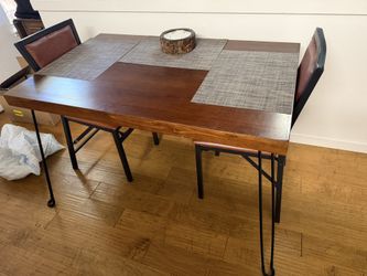 Used Wooden Folding Dining Table for 4 - with Collapsible Hairpin Legs - 4 ft Portable Small