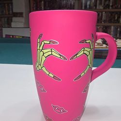 Cobwebs & Cauldrons Pink Skeleton Hands Lips Travel Coffee Mug No Lid👀 📸