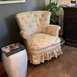 FREE.  Petite Floral Armchair Chair With Ruffled Skirt