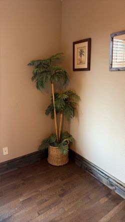 Large Artificial Palm Tree in Wicker Basket