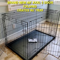 Brand New 48" Xxl'XXL Dog Crate  Up To 125 Lbs 2 Doors With Tray $100  Folding Dog Cage Animal Kennel Jaula De Mascota/ Add A 48" Crate Bed $20 