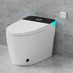 2490 $200 Smart Toilet with Elongated Heated Seat Auto Flush Manual Seat&Lid Electric Modern Tankless One Piece Toilet with no Bidet for Bathroom wit
