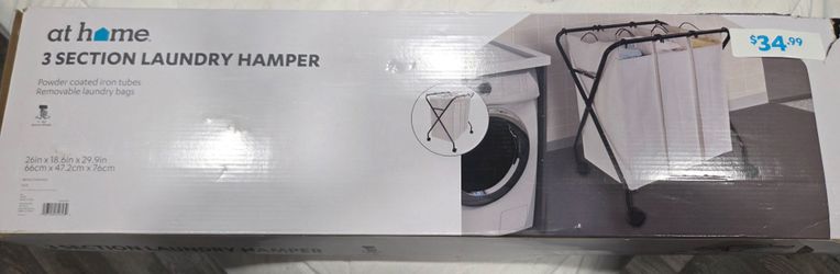 At Home 3 Section Laundry Hamper