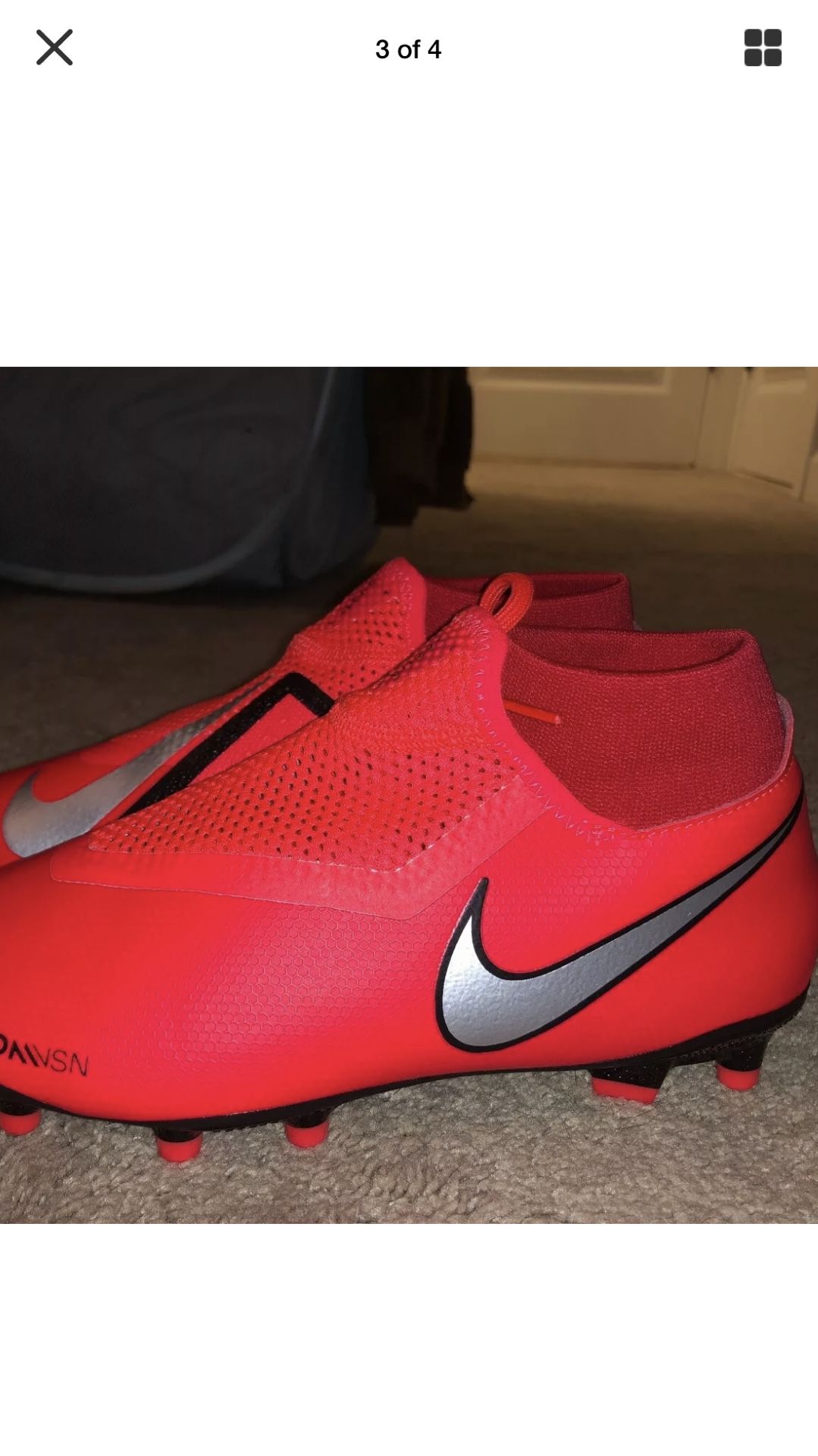 Nike Phantom Vision Academy FG JR Crimson Red Mens Soccer-Dynamic Fit Size 6Y