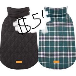 Kuoser Warm Dog Coat, Reversible Dog Jacket Waterproof Dog Winter Coat British Style Plaid Dog Clothes Pet Dog Cold Weather Coats Cozy Snow Jacket Ves
