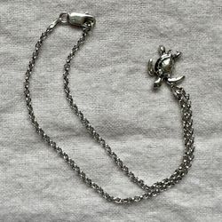 925 Italy Silver Anklet With Sea Turtle (10 Inch)