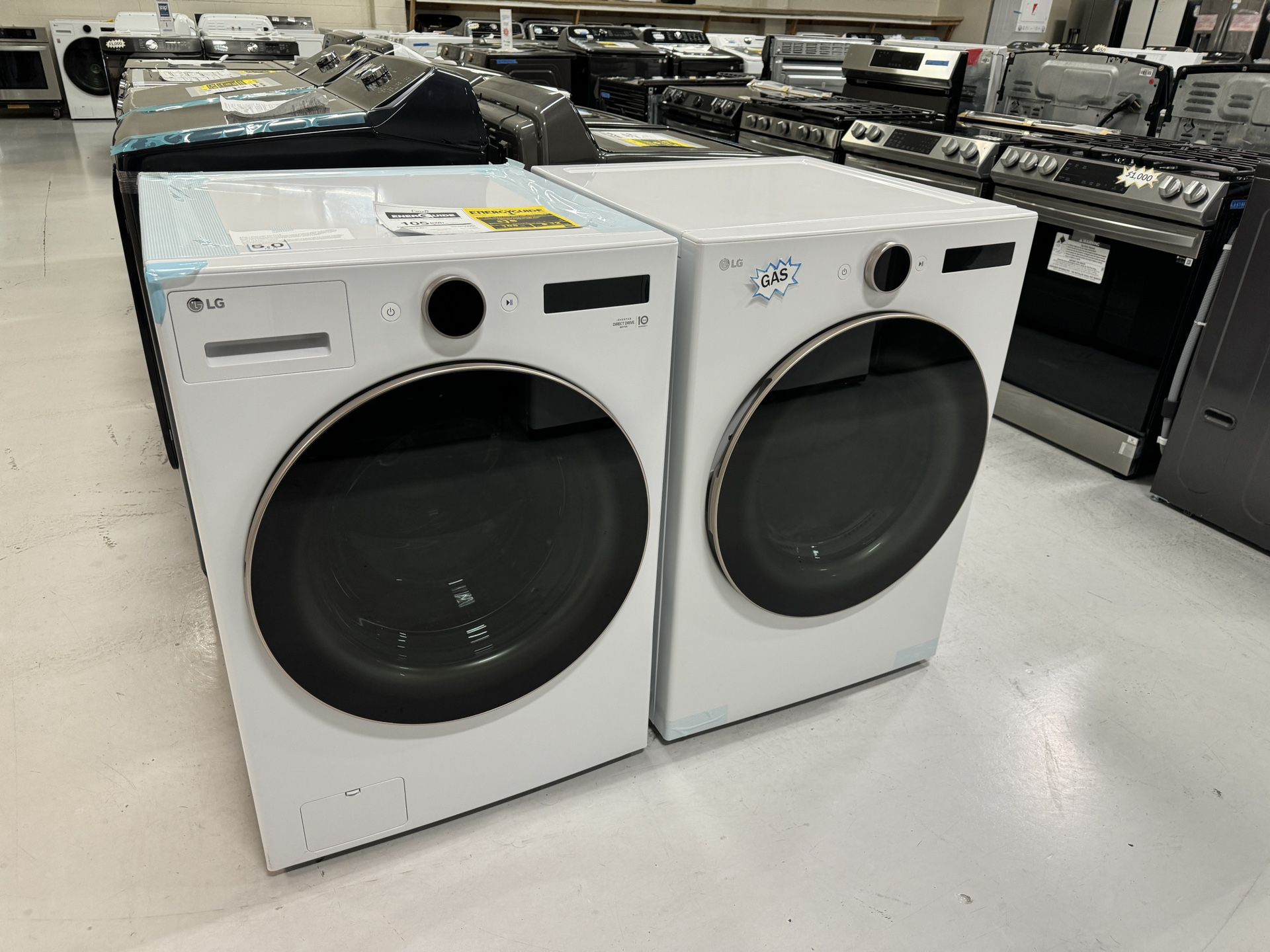 LG Washer Dryer Set New Gas White Stackable On Sale