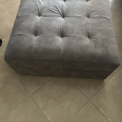 Gray Tufted Ottoman